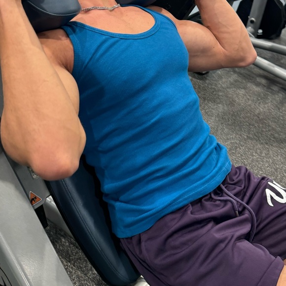 CALVIN KLEIN MEN TEAL BLUE TANK TOP VEST SHIRT COWBOY STEEL RIBBED COTTON ACTIVE - Picture 14 of 16